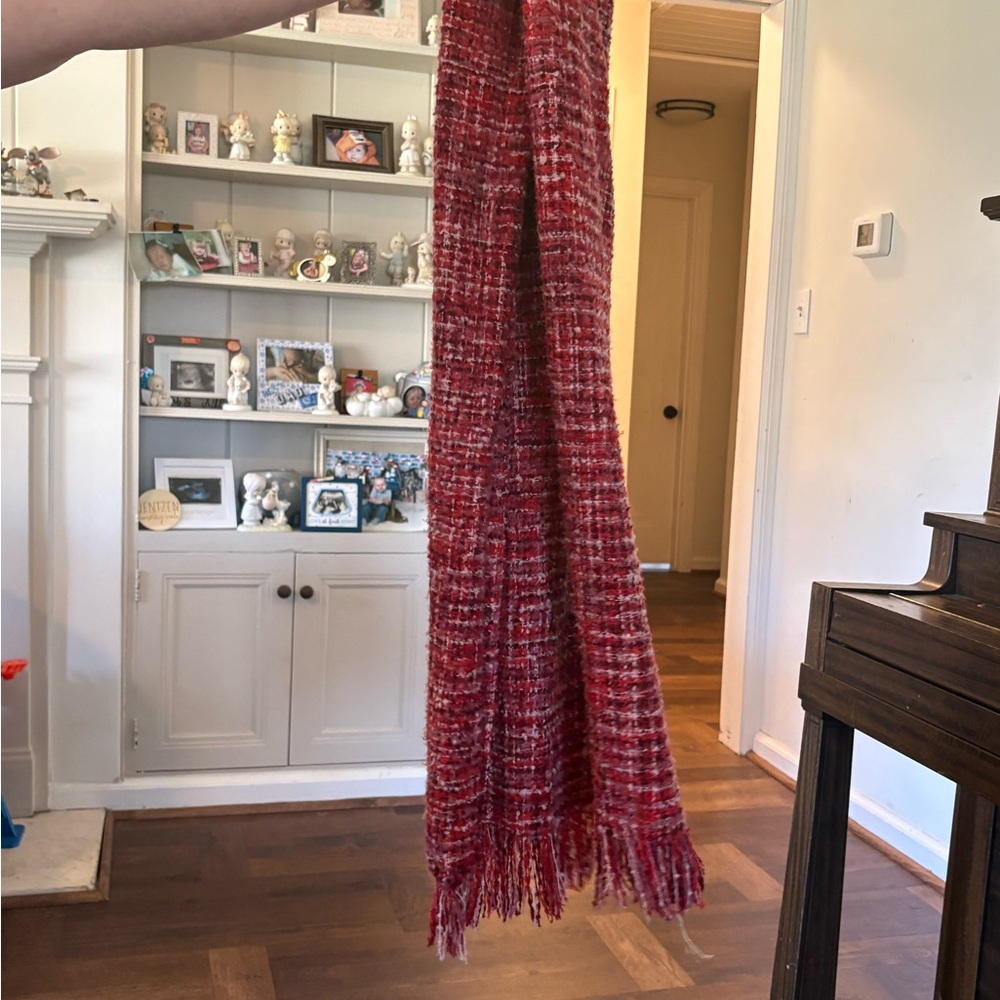 Red Woven Fringe Scarf - Women's Fashion Wrap
